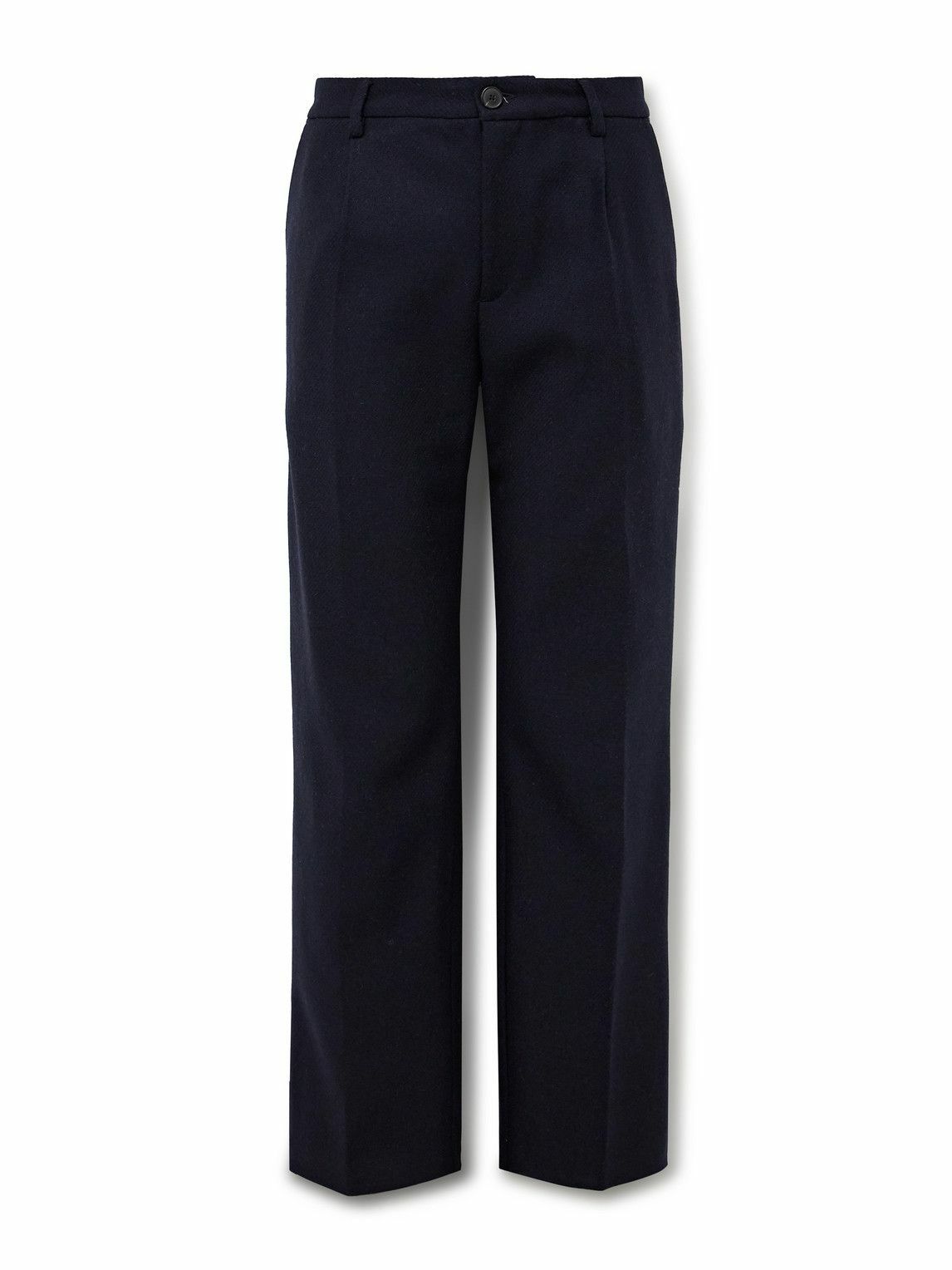 Portuguese Flannel - Pleated Wool Trousers - Blue