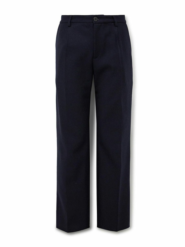 Photo: Portuguese Flannel - Pleated Wool Trousers - Blue