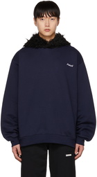 Marni Navy Faux-Fur Hoodie