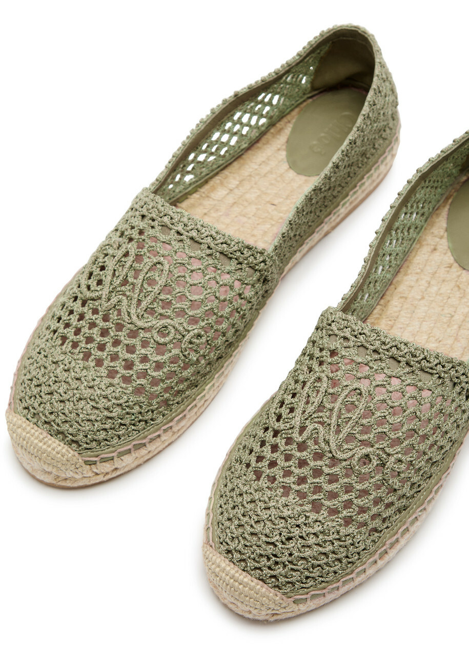 Chloe Isla Crocheted Espadrille Flats Green