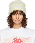 Marni White & Yellow Striped Mohair Beanie
