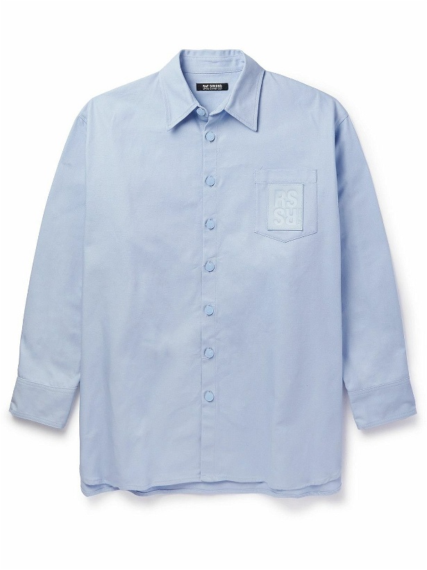 Photo: Raf Simons - Oversized Logo-Appliquéd Denim Shirt - Blue