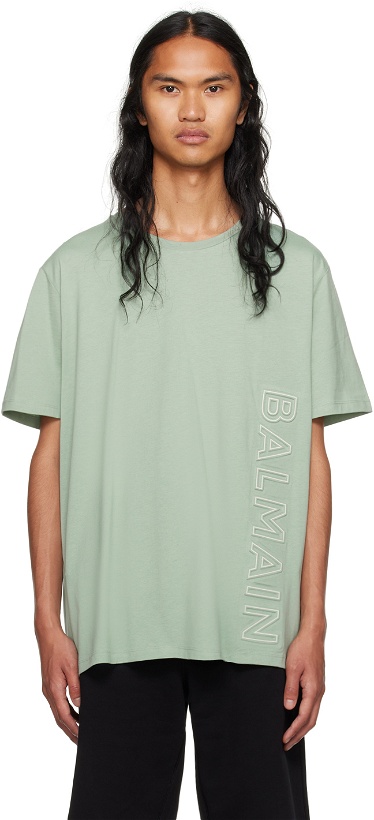 Photo: Balmain Green Embossed T-Shirt