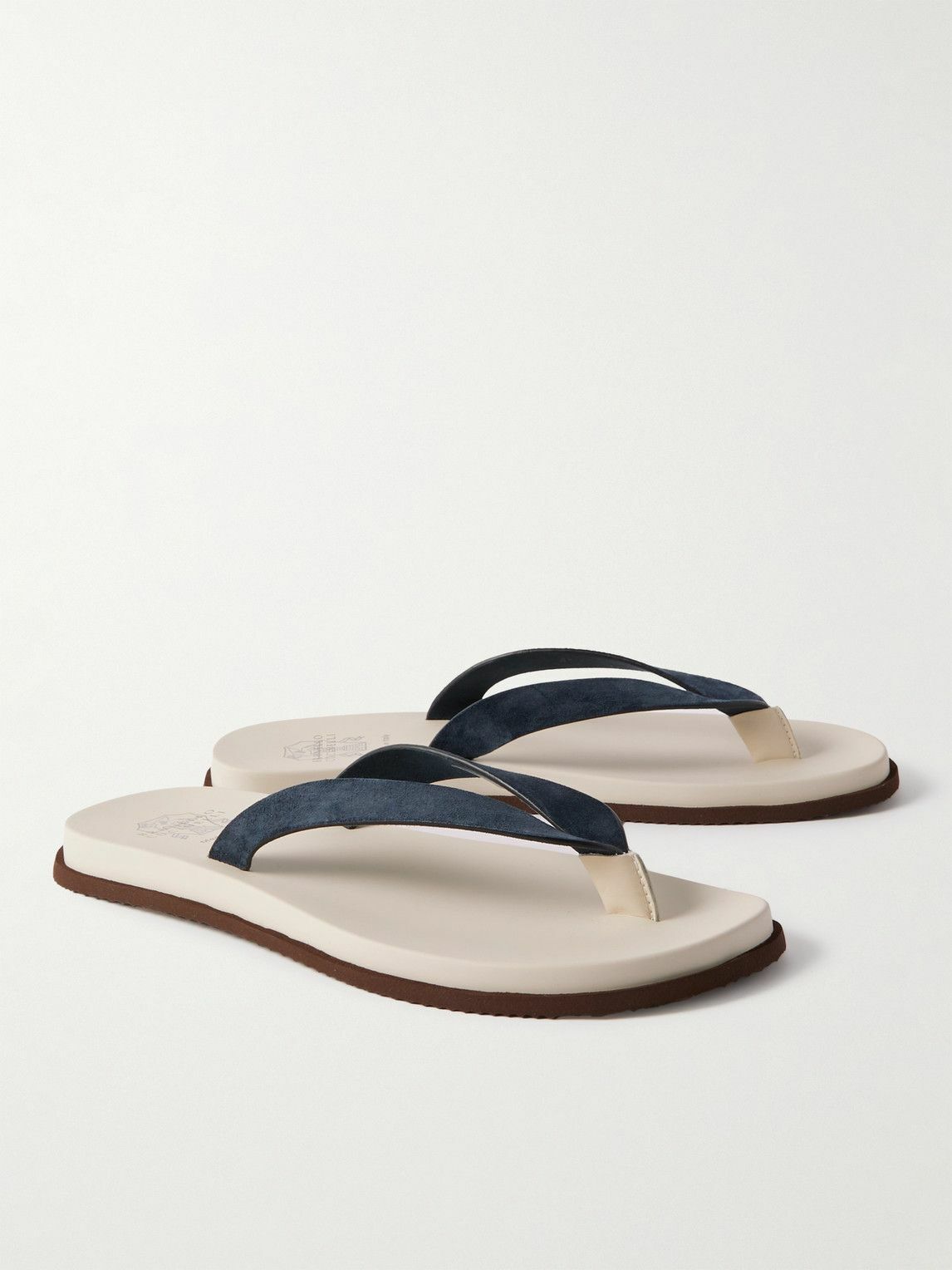 【関税&送料込】Brunello Cucinelli Flip Flop Brunello Cucinelli - Nubuck Flip Flops - Neutrals Brunello