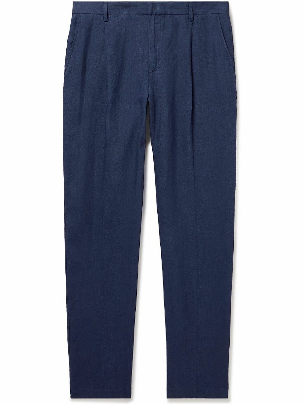 Photo: Sunspel - Straight-Leg Pleated Linen Suit Trousers - Blue