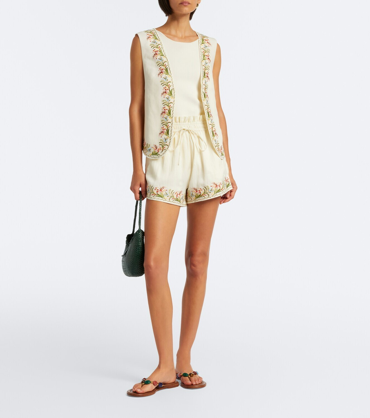 Xu Zhi Embroidered silk and linen vest