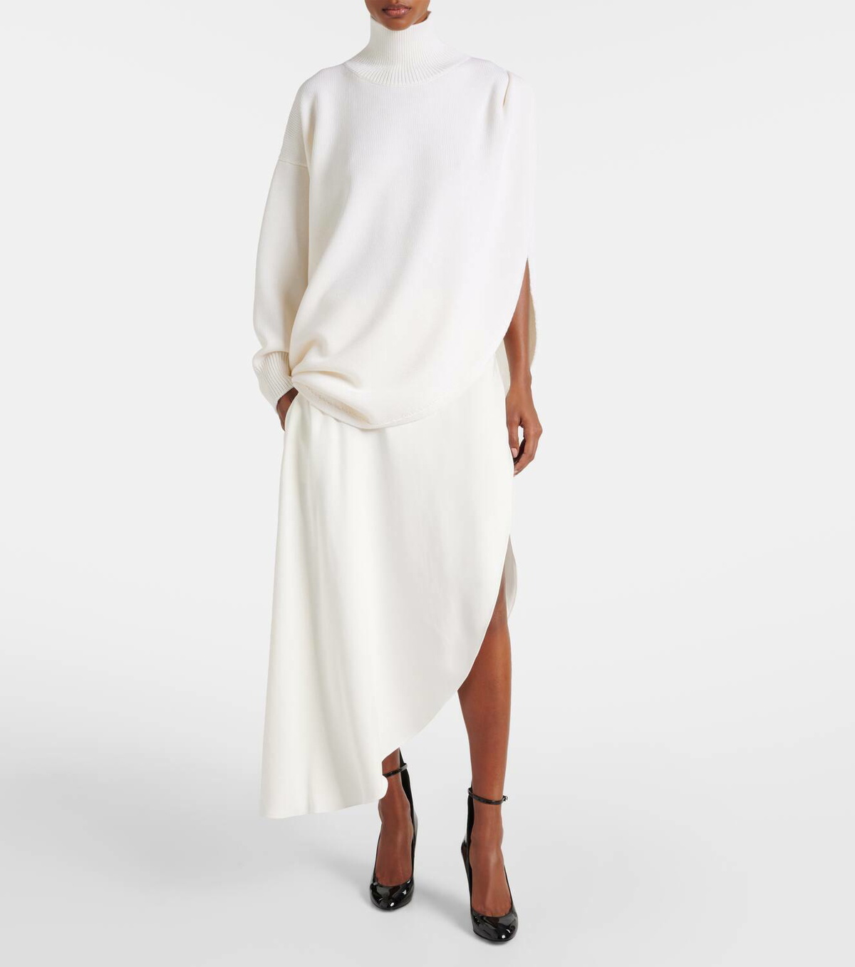 スカート Alaia Asymmetric full skirt ALAÏA BLACK FLUID ASYMMETRIC SKIRT |ALAÏA US