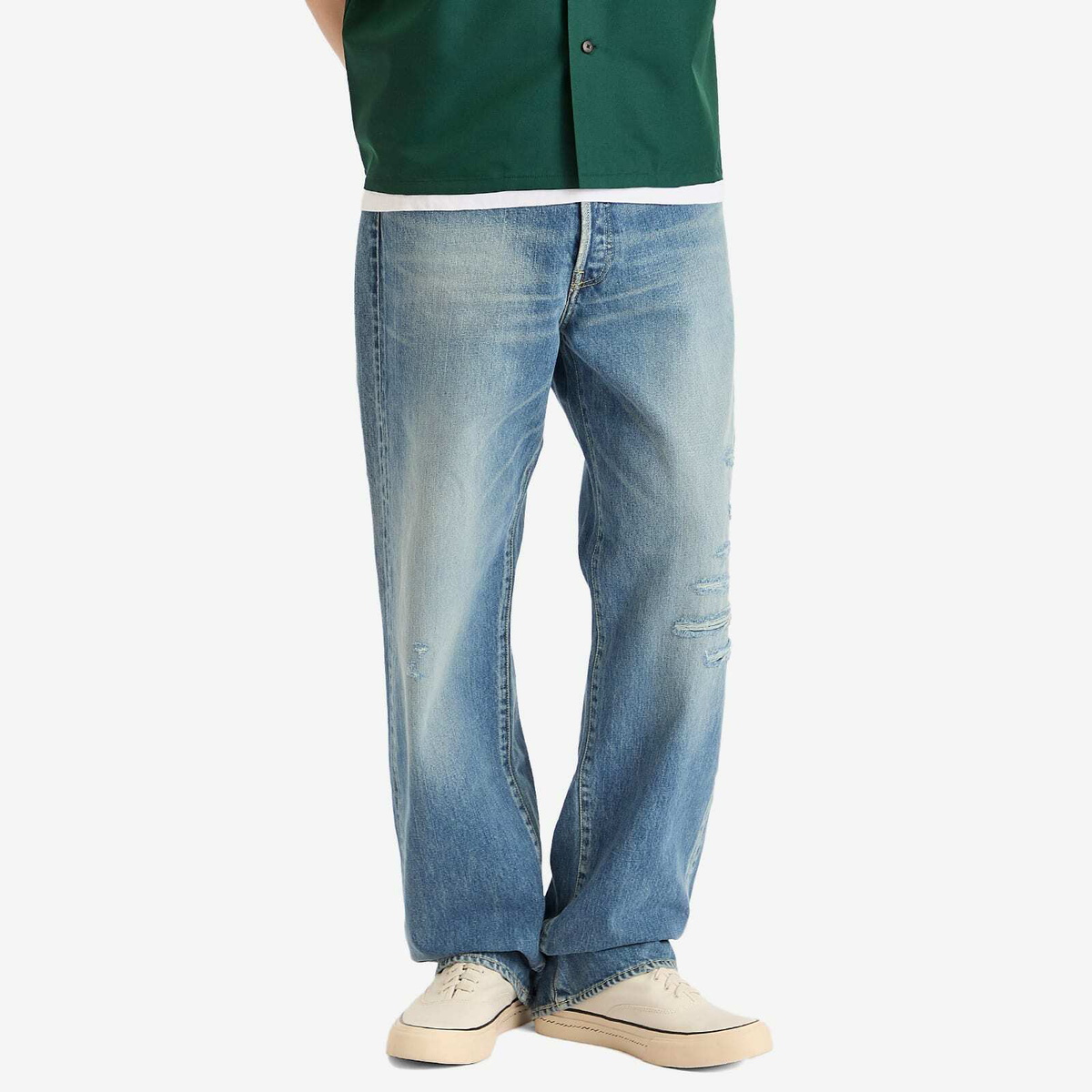 Visvim Men's Social Sculpture 01 14 oz Loose Fit Damaged 43