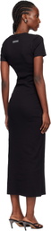 Marine Serre Black Moon Logo Ribbed Jersey Tube Maxi Dress