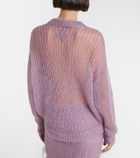 The Attico Feather-trimmed open-knit mohair-blend sweater