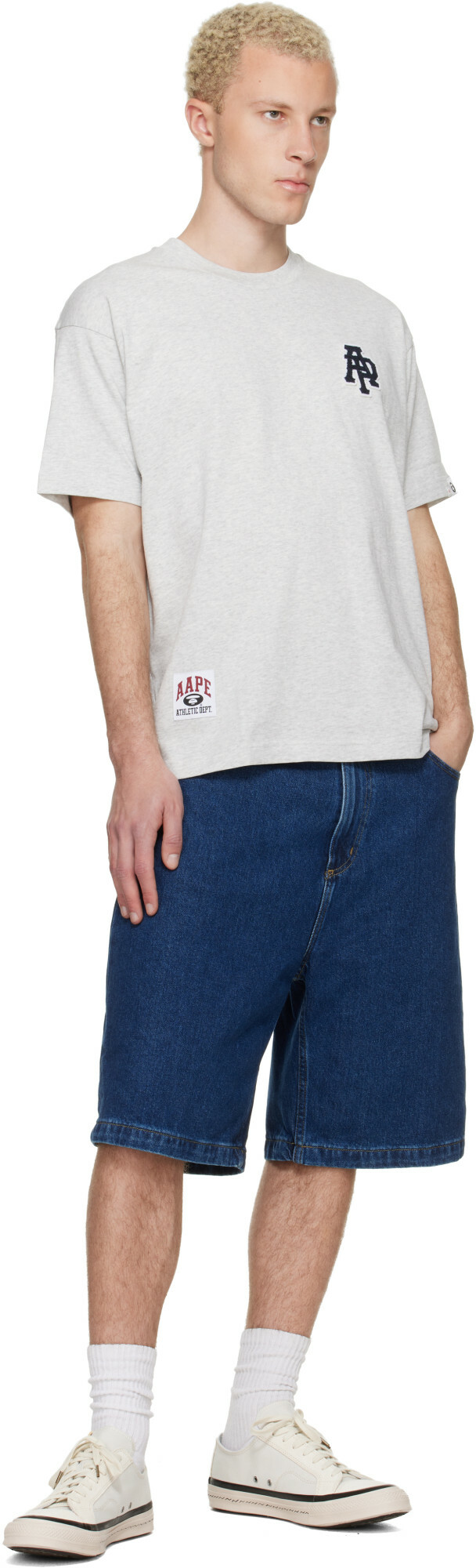 AAPE by A Bathing Ape Gray Logo Patch T-shirt