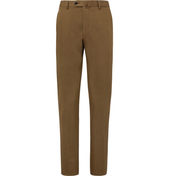Photo: Caruso - Slim-Fit Cotton, Linen and Silk-Blend Suit Trousers - Neutrals