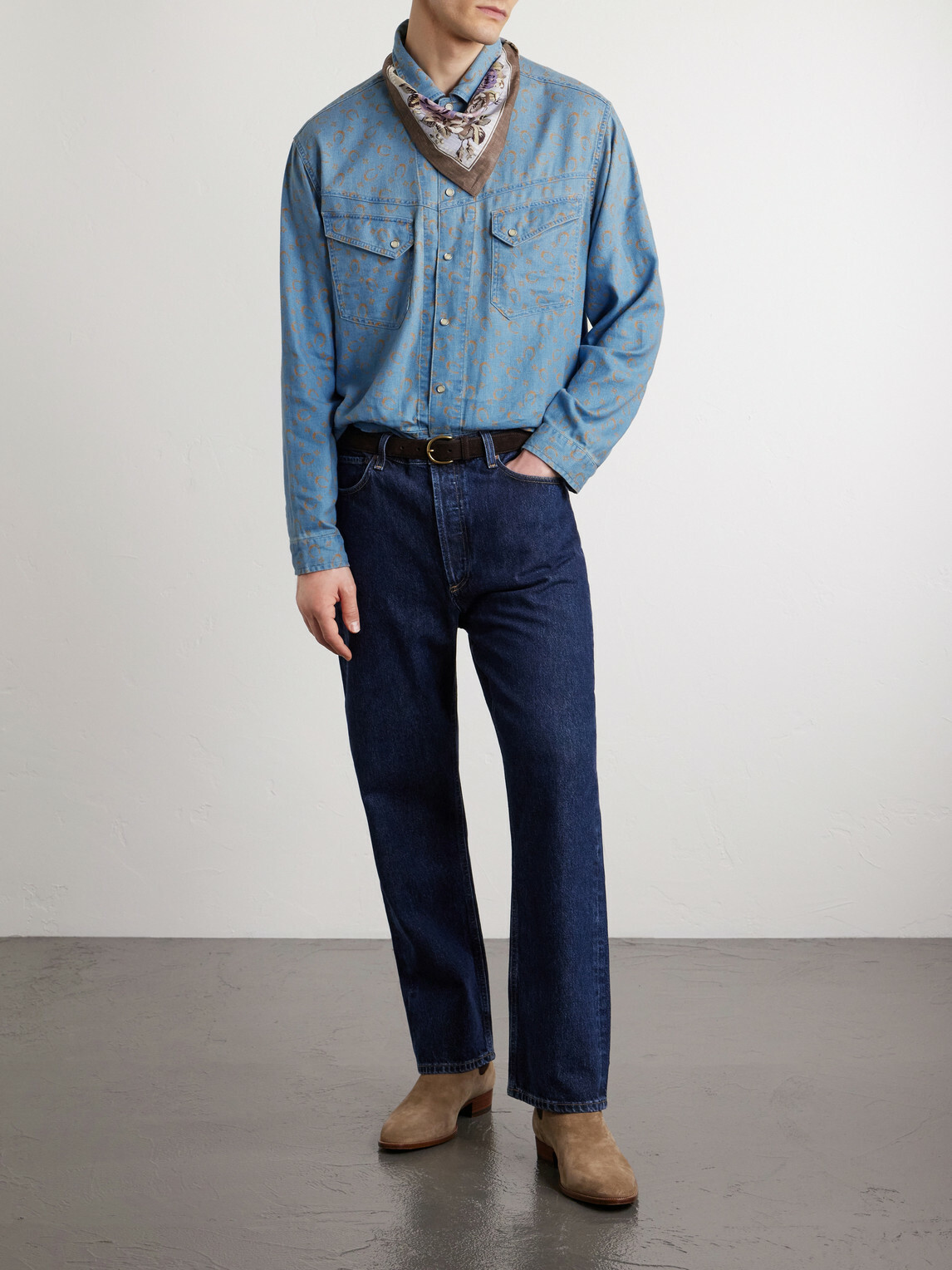 RRL - Printed Cotton and Linen-Blend Shirt - Blue
