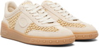 Valentino Garavani Off-White & Beige Upvillage Woven Faux-Raffia Sneakers