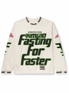 RRR123 - Fasting for Faster Oversized Printed Appliquéd Cotton-Jersey Sweatshirt - Neutrals