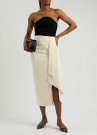 Roland Mouret Ruffled Cady Midi Skirt Cream