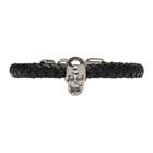 Alexander McQueen Black Leather Skull Bracelet