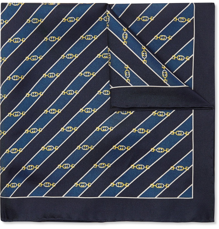 Photo: Gucci - Printed Silk-Twill Pocket Square - Blue