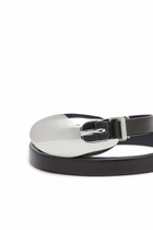 Diesel 1.5cm slim leather belt with sculptural buckle - Belts Womens in Black