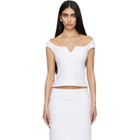 SHUSHU/TONG White Cut-Out U-Neck Crop Top