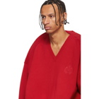 Balenciaga Red V-Neck Sweater