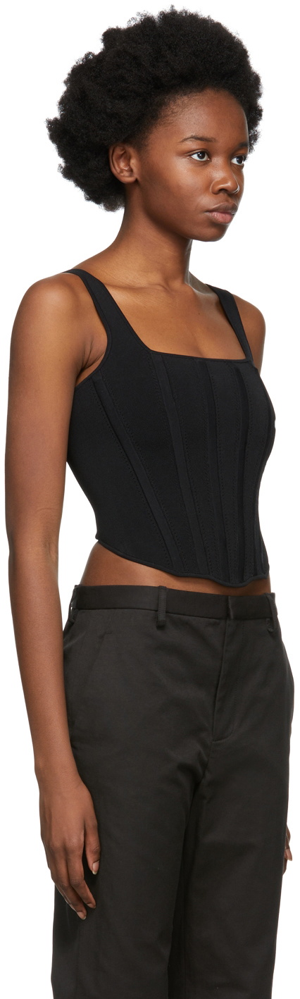 Black Lace-Up Corset Tank Top by Dion Lee on Sale