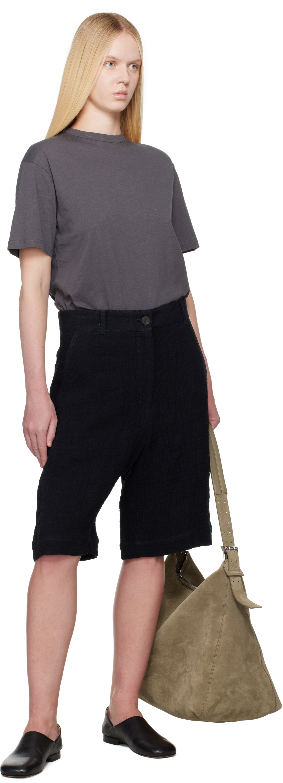Studio Nicholson Navy Luna Linen Shorts