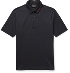 Giorgio Armani - Slim-Fit Logo-Embroidered Stretch-Cotton Piqué Polo Shirt - Blue