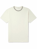 Mr P. - Striped Pointelle-Trimmed Cotton-Jersey T-Shirt - Neutrals