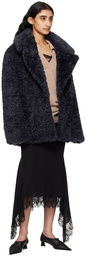 Stella McCartney Navy Short Faux-Shearling Jacket