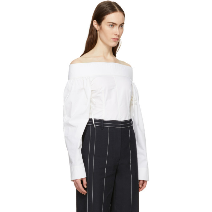 Cedric Charlier Off-White Off-the-Shoulder Blouse