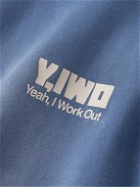 Y,IWO - Hardwear Logo-Print Distressed Cotton-Jersey Hoodie - Blue