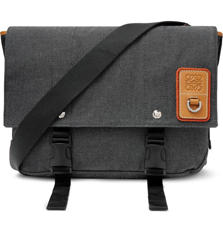 Photo: Loewe - Eye/LOEWE/Nature Leather-Trimmed Canvas Messenger Bag - Black