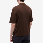 Officine Generale Men's Officine Générale Brutus Knitted Polo Shirt in Cocoa