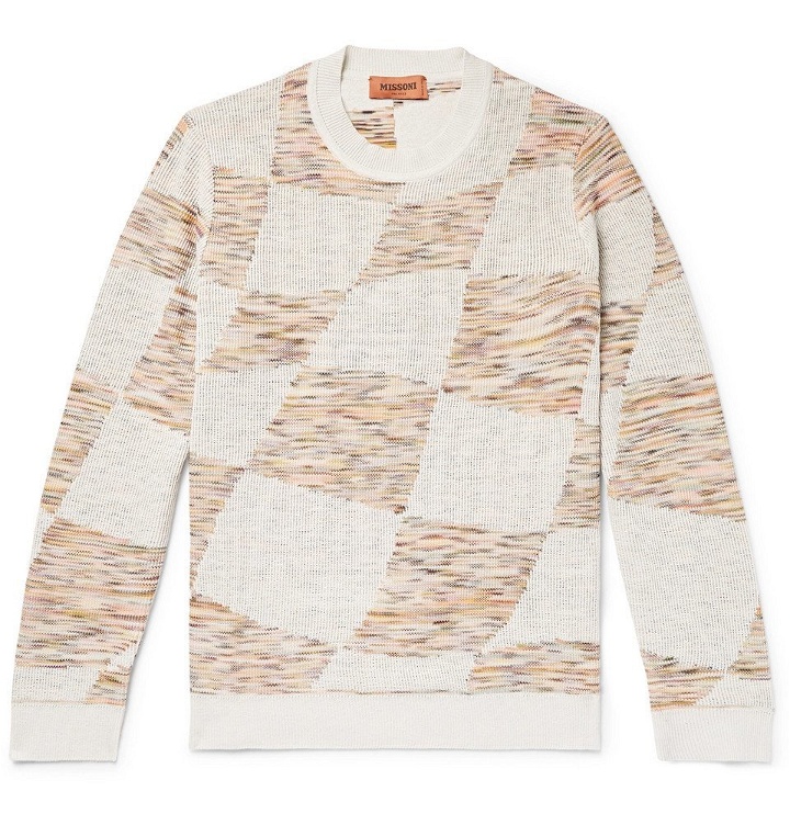 Photo: Missoni - Slim-Fit Space-Dyed Double-Faced Intarsia-Knit Sweater - Off-white