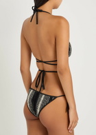 Missoni Striped Wrap-around Mesh Bikini White And Black