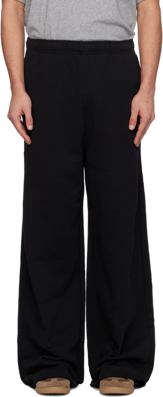 Photo: MM6 Maison Margiela Black Embroidered Logo Sweatpants