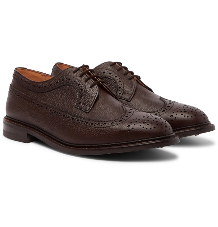 Photo: Tricker's - Fulton Olivvia Pebble-Grain Leather Longwing Brogues - Brown