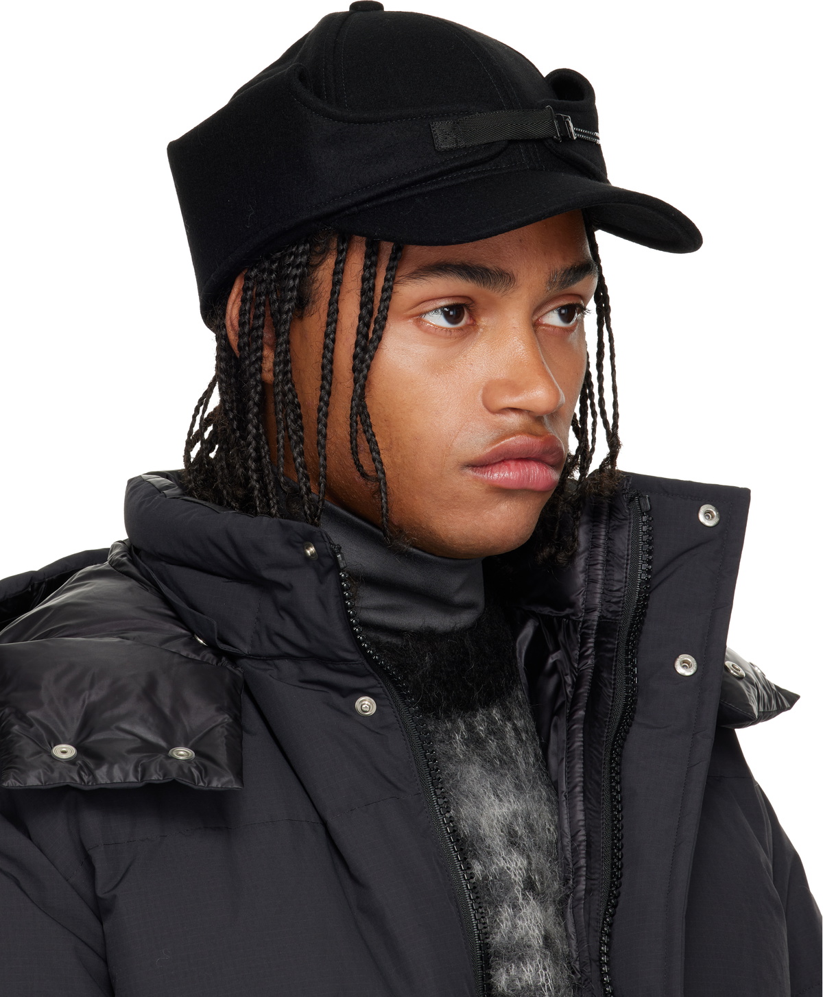 sacai Black Belt Wool Melton Cap Sacai