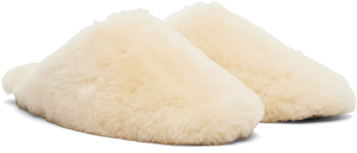 Aeyde Off-White Rega Shearling Slippers