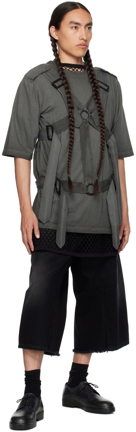 NICOLAS ANDREAS TARALIS Black Open T-Shirt