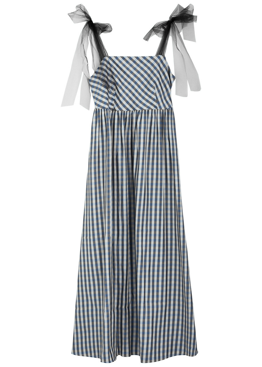 knee length dresses for ladies Cindy Embroidered Midi Dress L / Navy