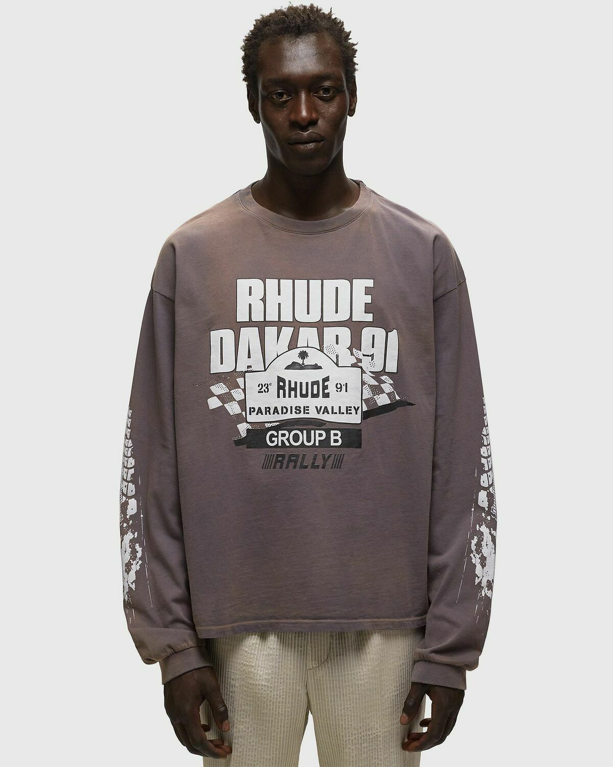Rhude Dakar 91 Ls Tee Grey Longsleeves Rhude