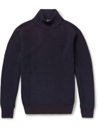 CANALI - Ribbed Merino Wool Mock-Neck Sweater - Blue