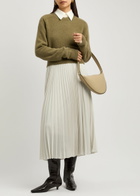Vince Pleated Chiffon Midi Skirt Cream