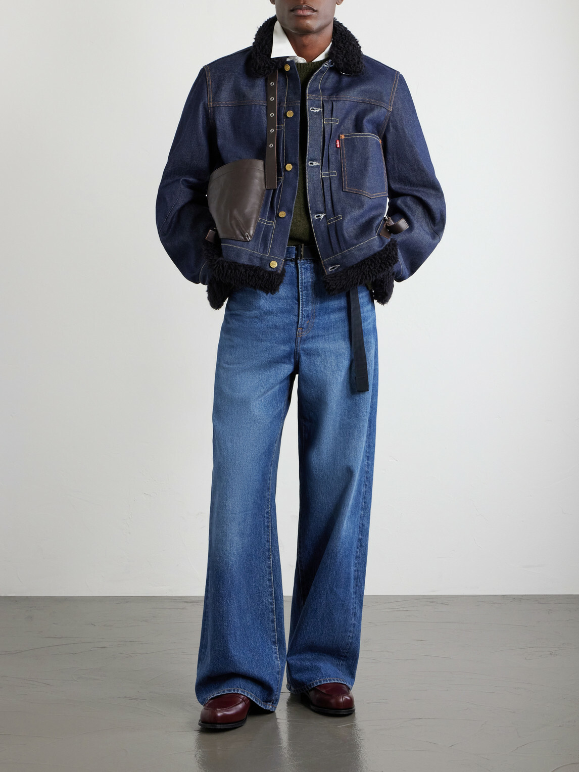 Sacai - Levi's Plush-Trimmed Denim Jacket - Blue