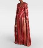 Elie Saab Caped sequined tulle gown
