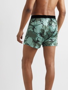 TOM FORD - Velvet-Trimmed Camouflage-Print Stretch-Silk Satin Boxer Shorts - Green