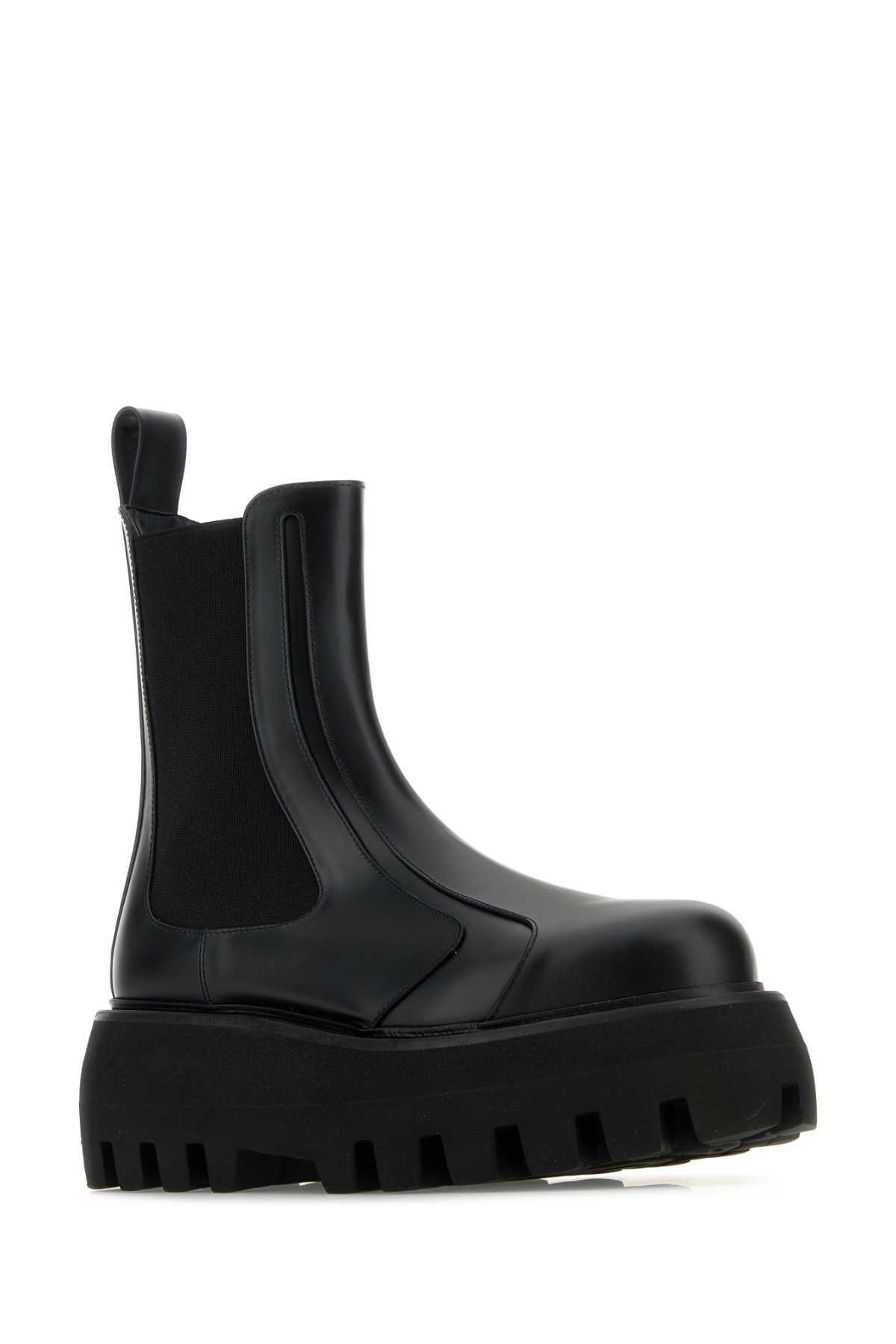 ショートブーツ・ブーティ ALEXANDER MCQUEEN BLACK LEATHER CHELSEA SOFA ANKLE BOOTS Alexander McQueen Black Leather Chelsea Sofa Ankle Boots