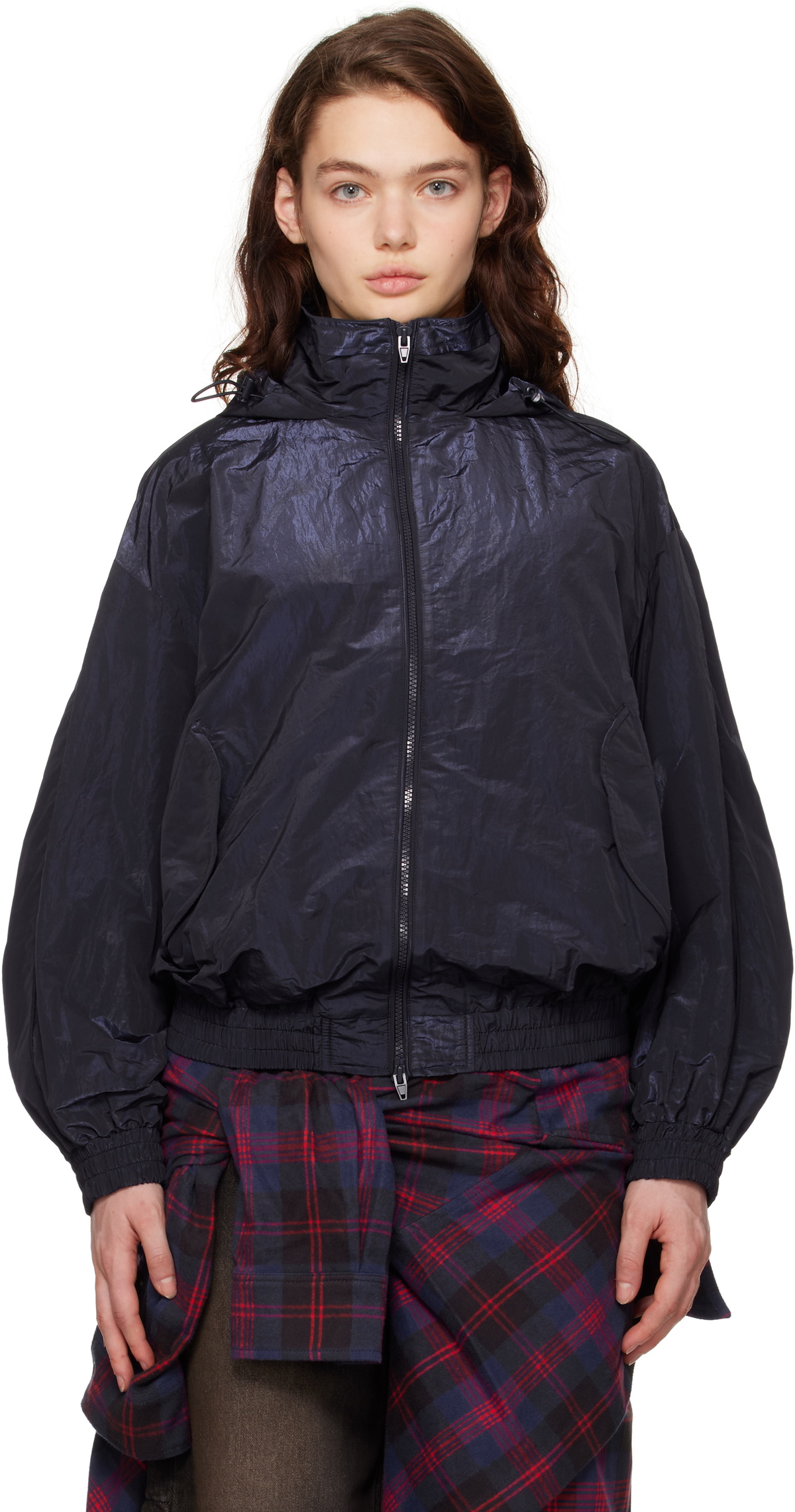 Juun.J Navy Crinkled Trainer Jacket Juun.J